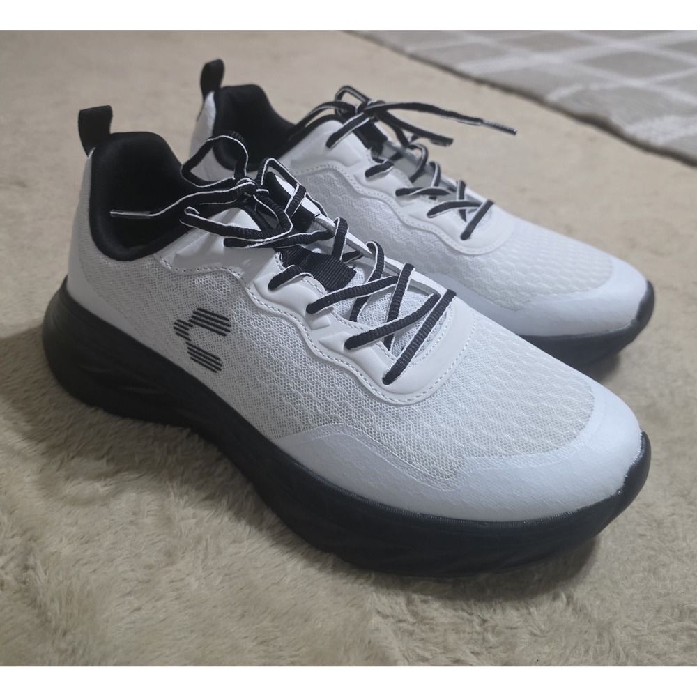 Charly Men's Low Top Lace-Up Athletic Sneakers White/Black Textile 1087001